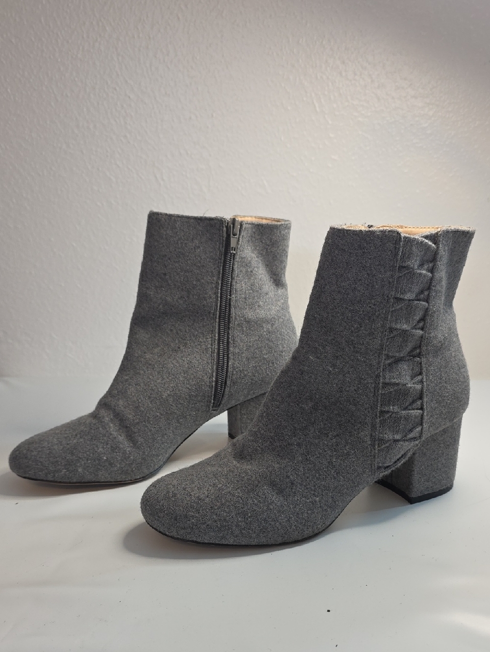 Nine West Qualner Wool Blend Zippered Ankle Boots Women's Size 9.5 Grey Guc